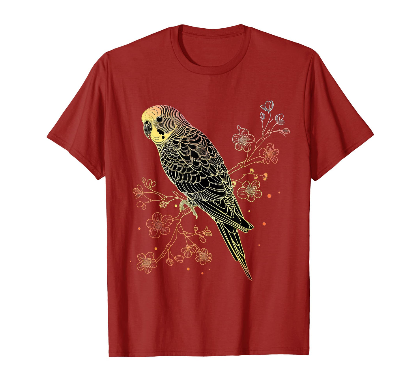 Budgie Parakeet Bird Mom Budgerigar Parrot Vintage Flower T-Shirt