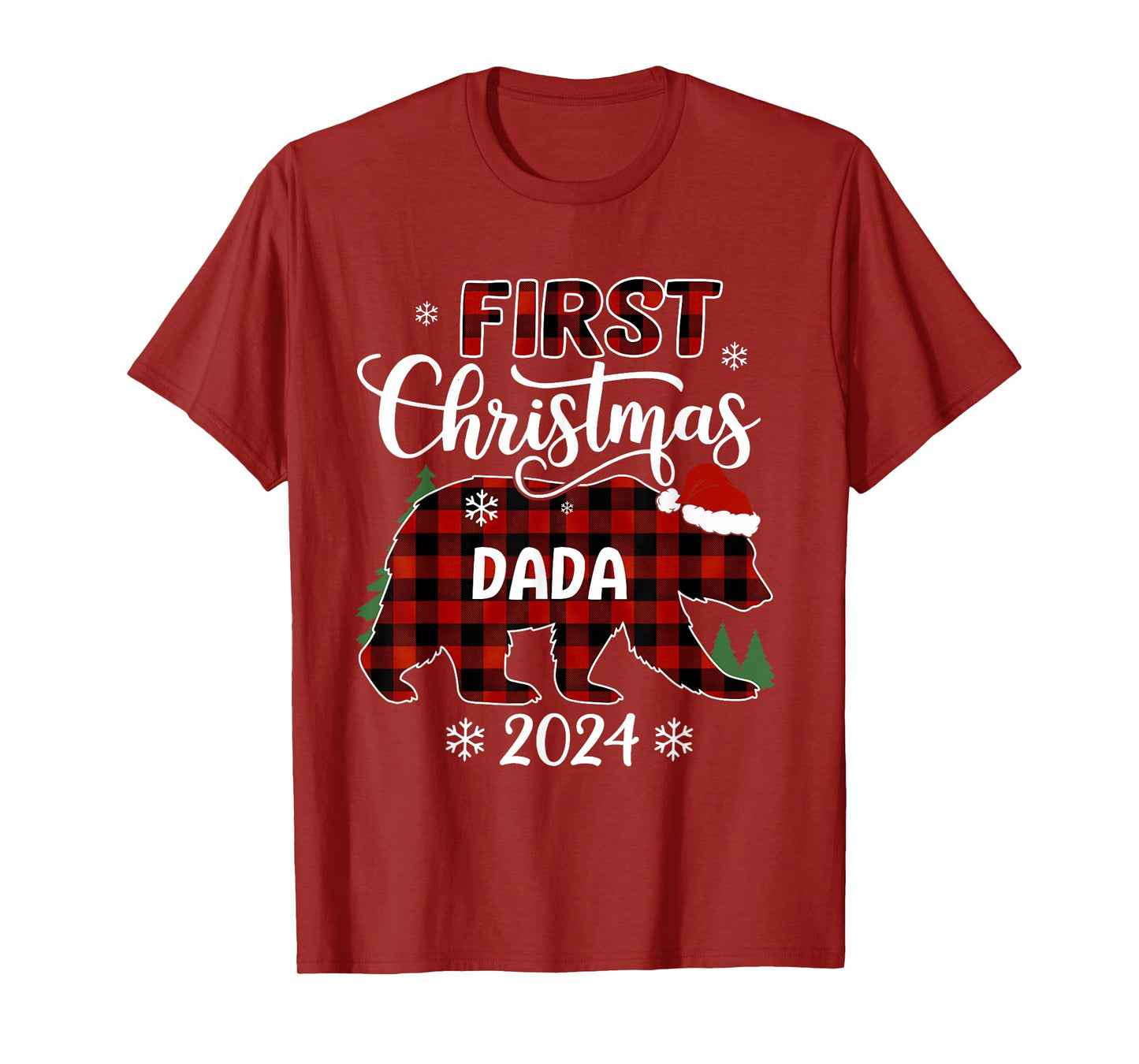 First Christmas Dada Buffalo Plaid Bear Christmas Party T-Shirt