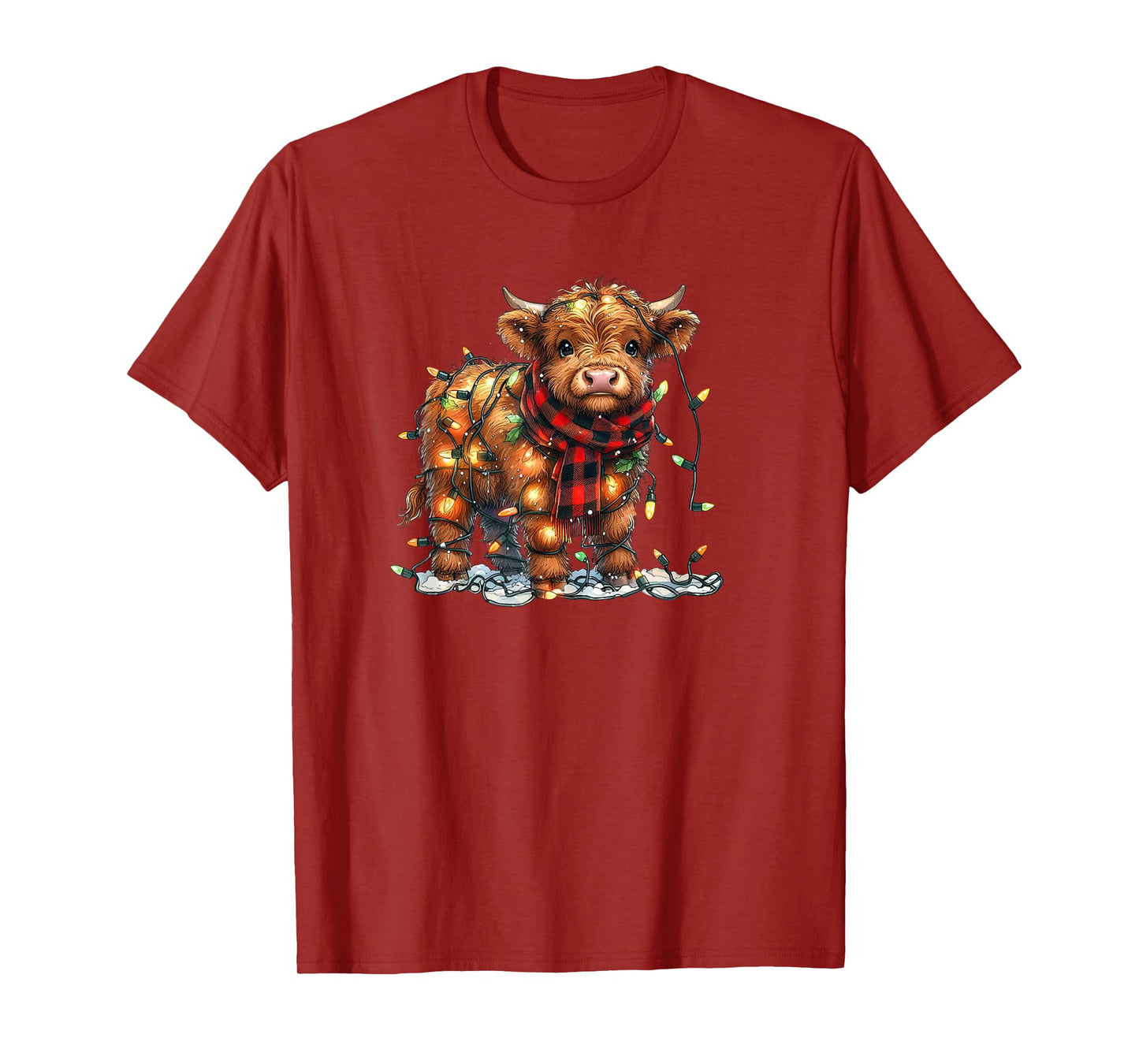 Highland Cow Christmas Xmas Santa Baby Wooly Farm Animal Kid T-Shirt