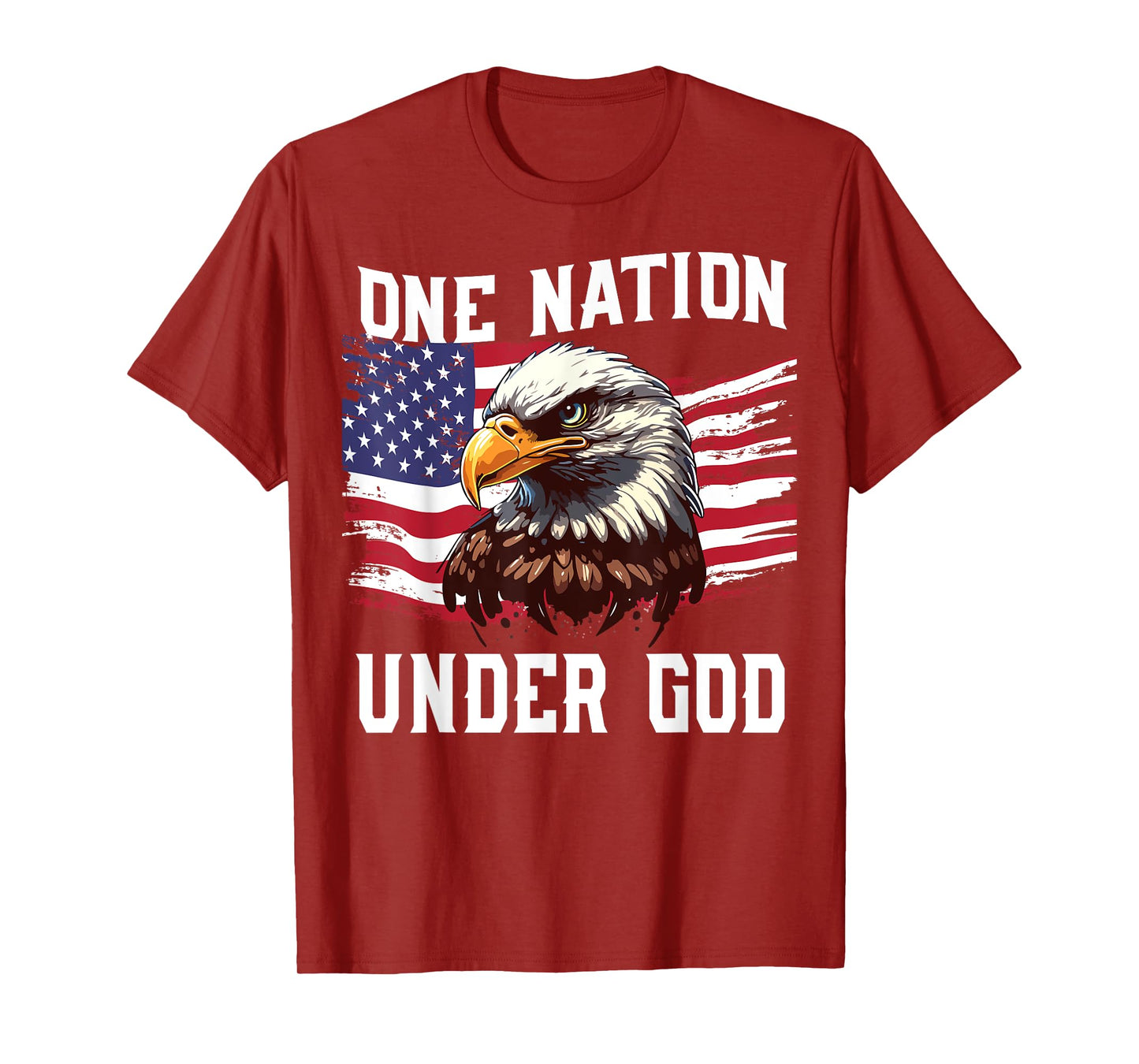 Men's One Nation Under God Bald Eagle Patriotic 4th July USA T-Shirt