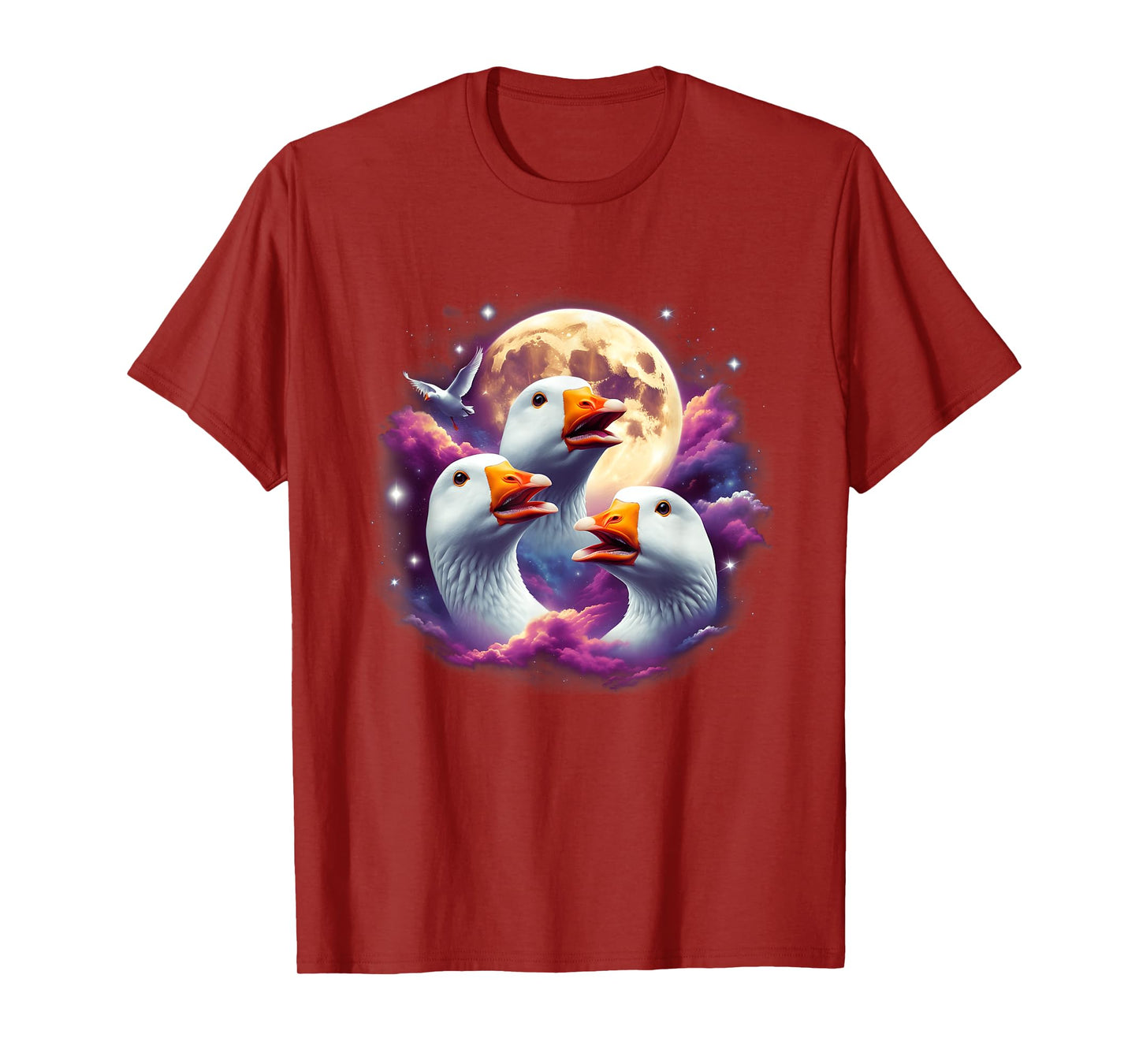 Three Geese Moon Funny Goose Howling At The Moon Parody T-Shirt