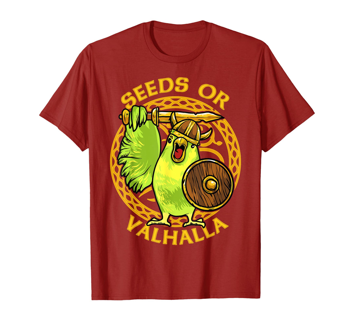 Seeds or Valhalla Viking Budgie Bird Meme Hilarious T-Shirt