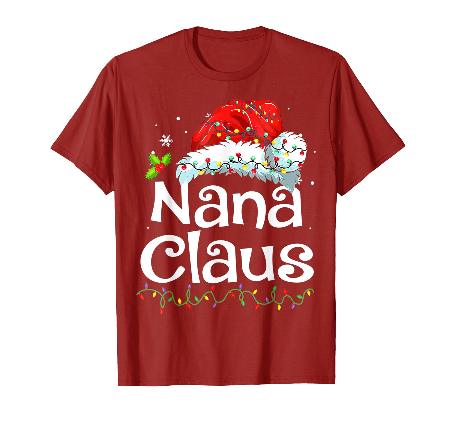 Nana Claus Christmas Pajama Family Matching Xmas Light T-Shirt