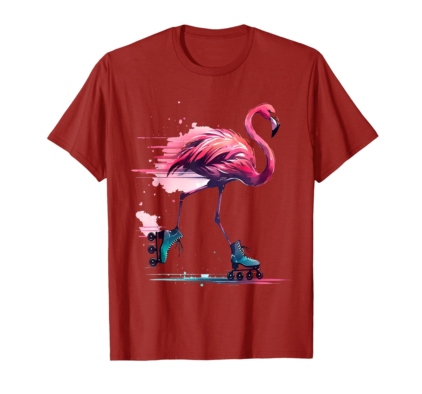 Funny Flamingo Roller Skating Cool Design Flamingo T-Shirt