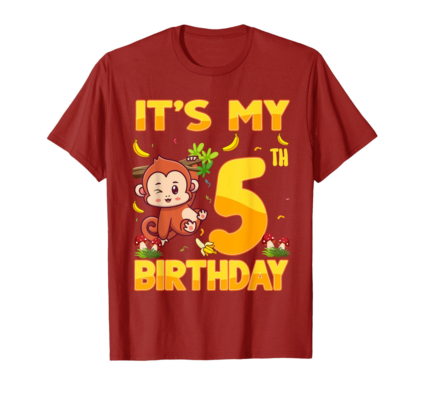 It's My 5th Birthday Monkey 5 Year Old Bday Party Kid Boy Gi T-Shirt