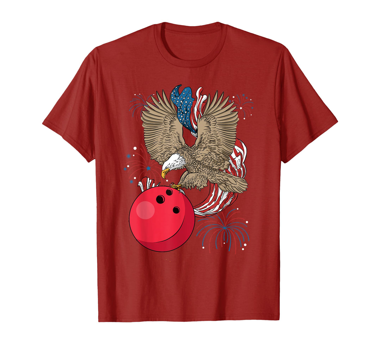 Bowling 4th Of July Eagle USA Flag America Bowling Player T-Shirt