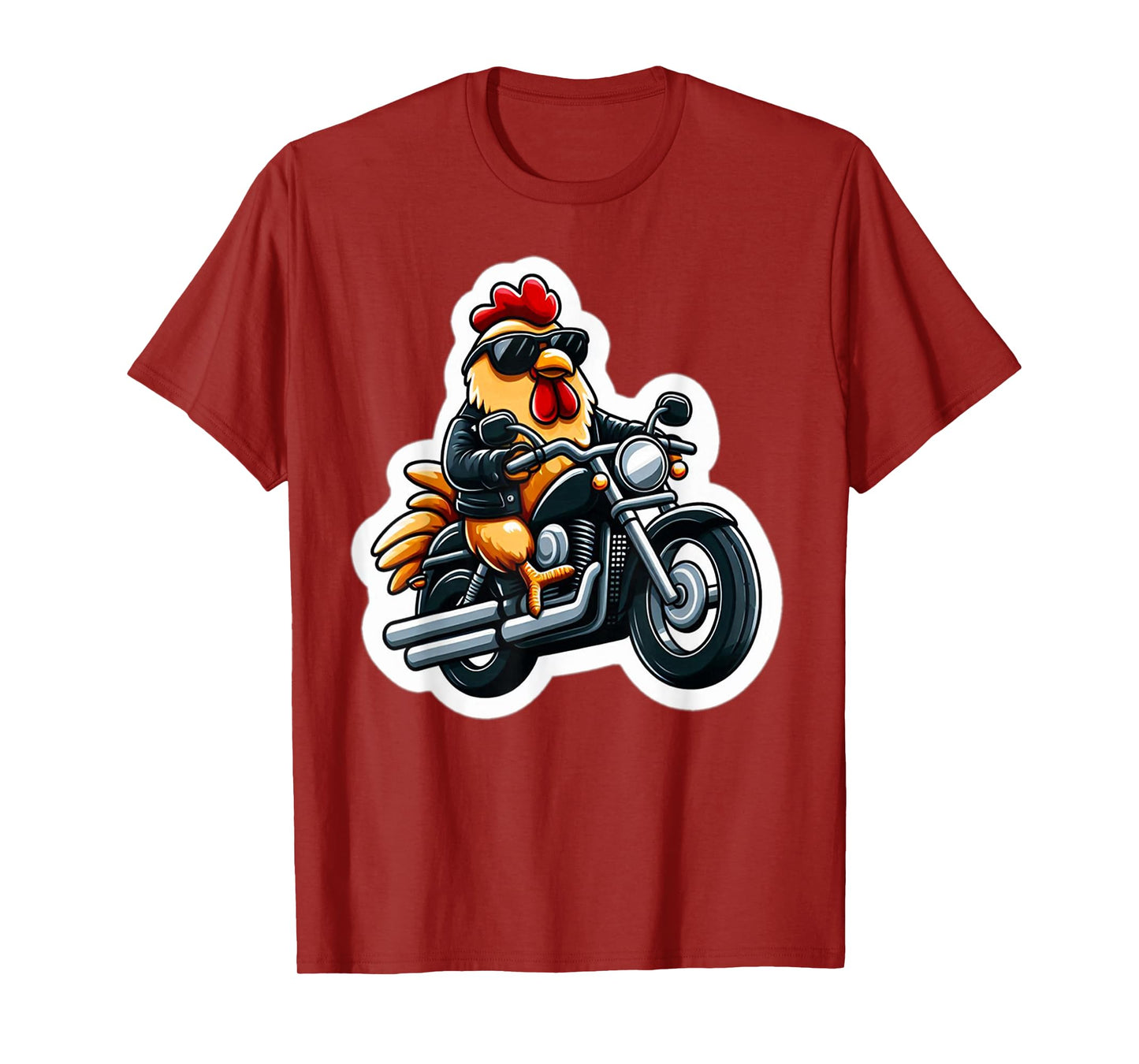 Cool Biker Chicken on Motorcycle T-Shirt