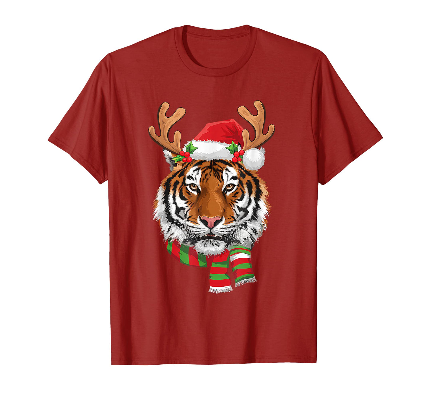 Tiger Reindeer Christmas - Santa Tiger Xmas Tiger Lover T-Shirt