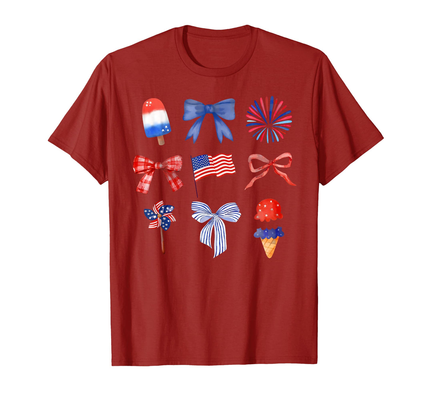 Coquette Bow Ice Cream America Freedom Patriotic 4th Of July T-Shirt