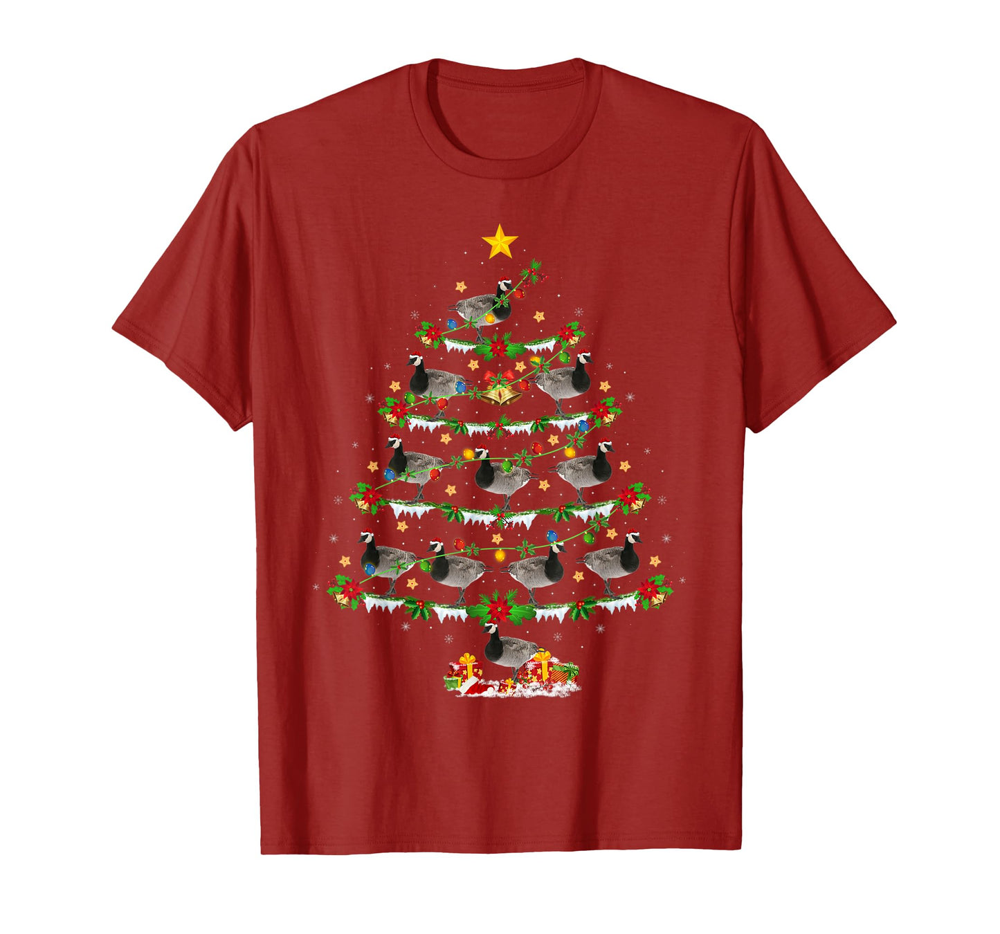 Xmas Tree Canada-Goose Christmas Gifts Goose Bird Lover Unisex-Adults Black Animal Print Modern Animal Print Short Sleeve Crew Neck T-Shirt Small