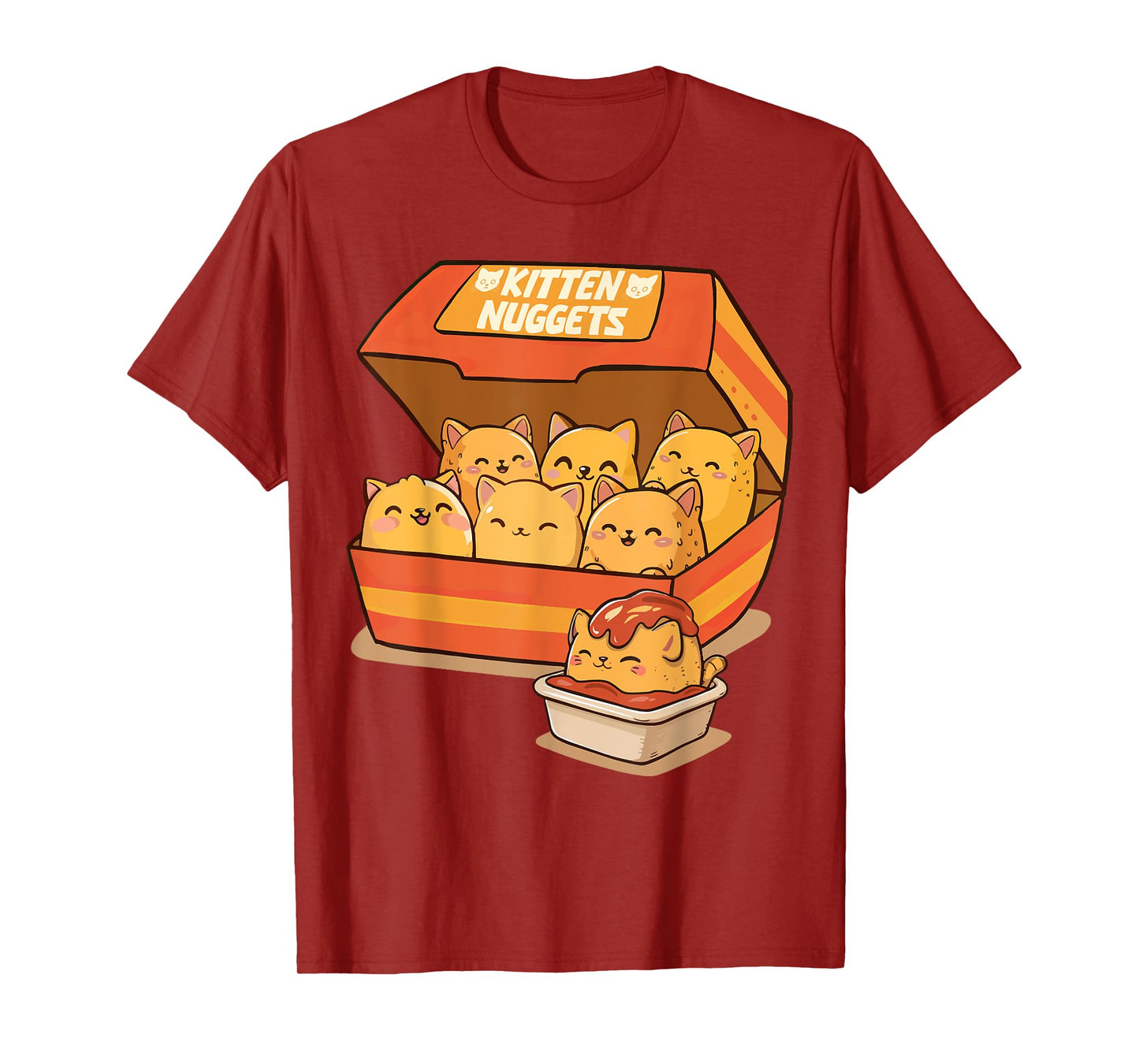 Cat Lover Fast Food Chicken Nuggets Cat Foodie Kitten Nuggets T-Shirt - Unisex-Adults & Kids - Black - Small - Short Sleeve - Cat Themed T-Shirt