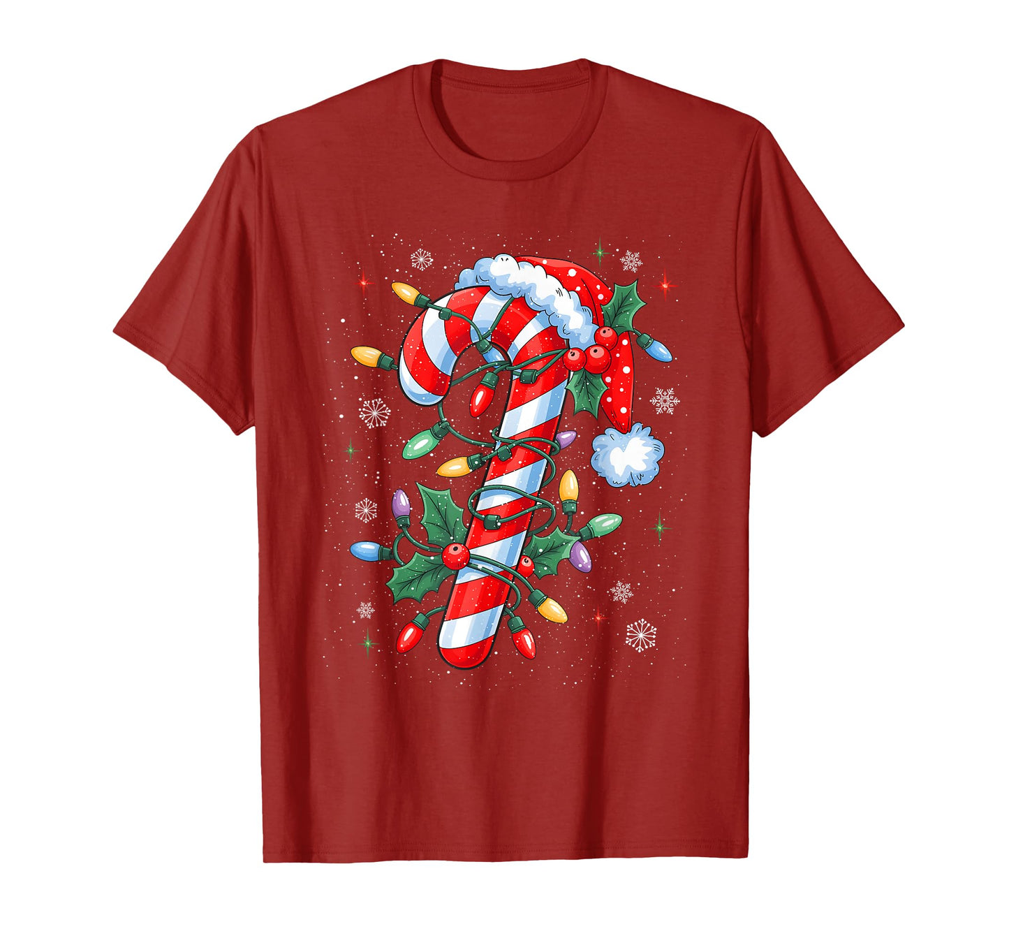 Candy Cane Christmas Santa Hat Kids Toddler Youth Women Men T-Shirt