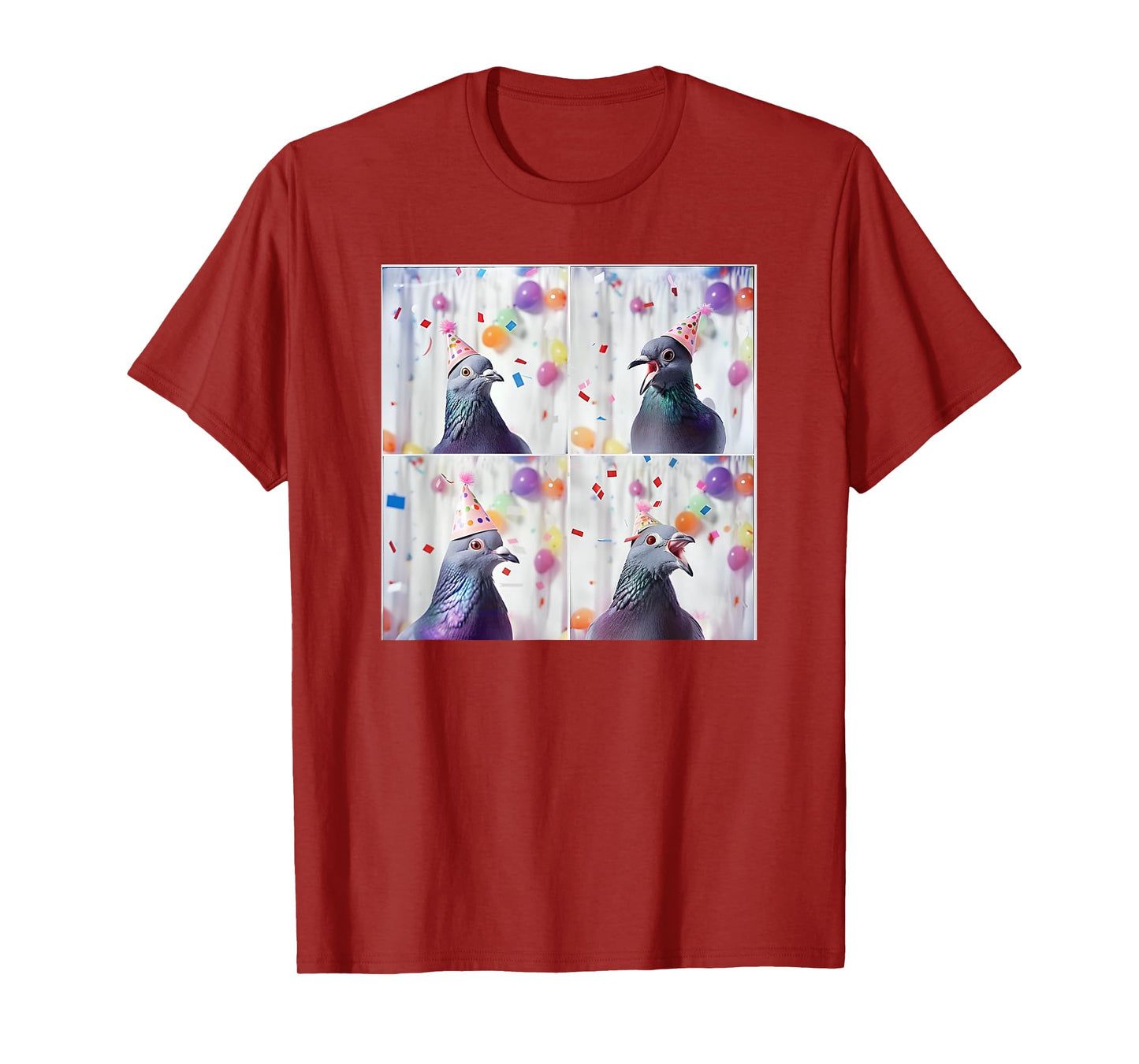 Bird Animal Photobooth Love Pigeons Men Women Kids Pigeon In Hat Party Pigeon Fancier Funny Birthday T-Shirt