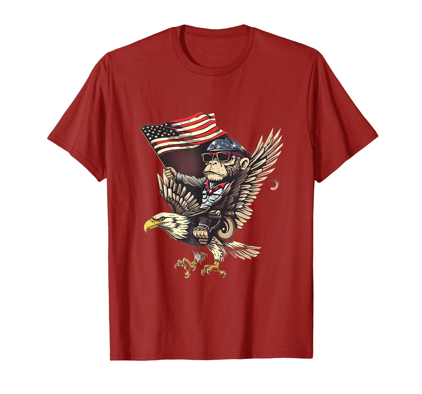 4th Of July Monkey Bald Eagle USA Fourth Of July America T-Shirt