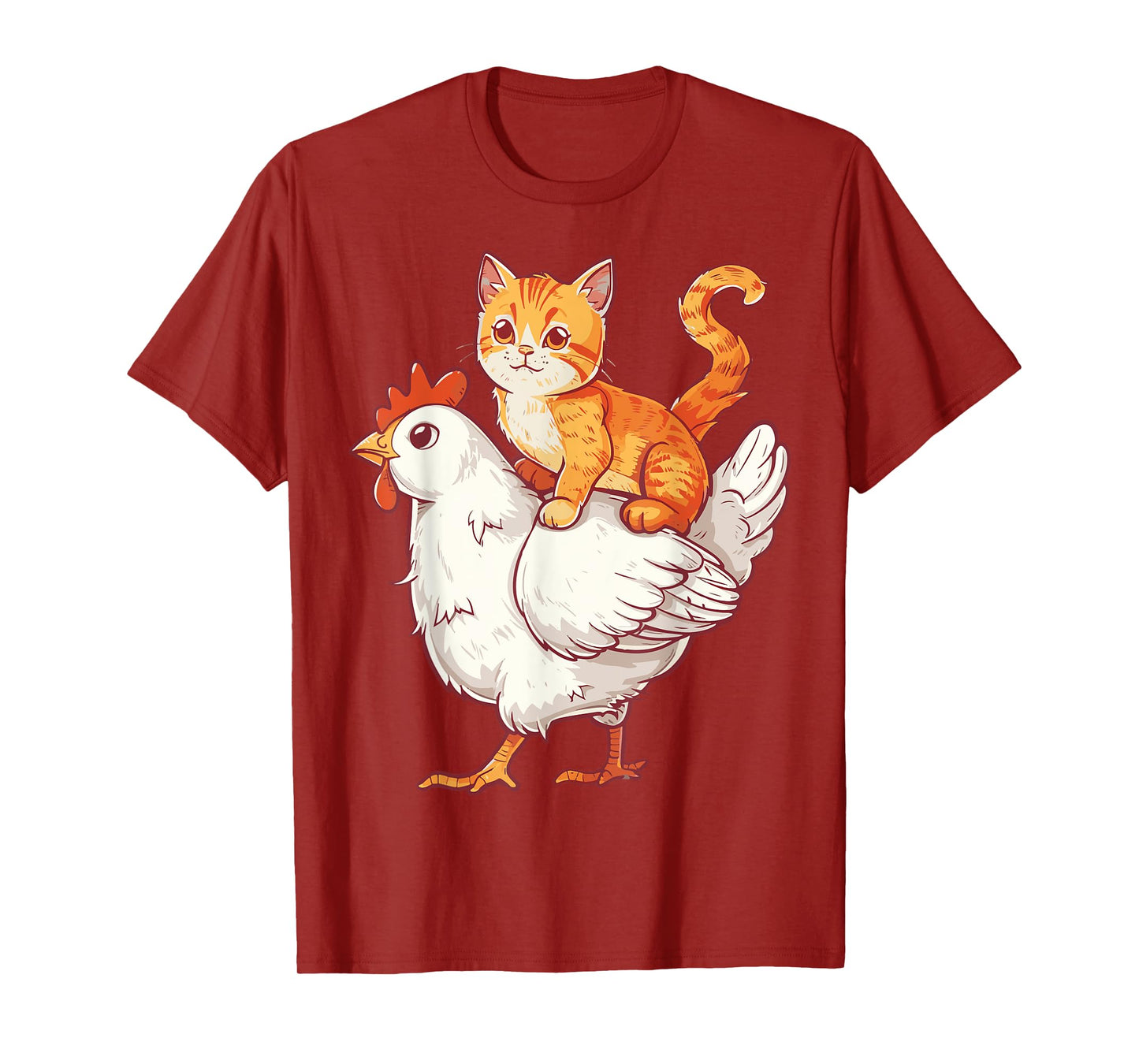 Cat Riding Chicken T-Shirt for Men Women Kids