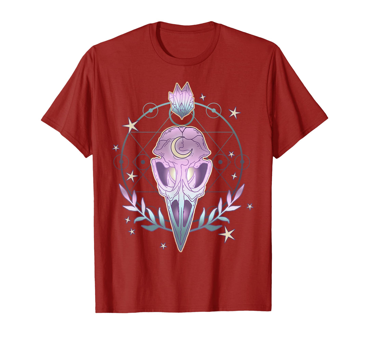Pastel Goth Creepy Bird Skull - Moon Crystals Aesthetic Gift T-Shirt