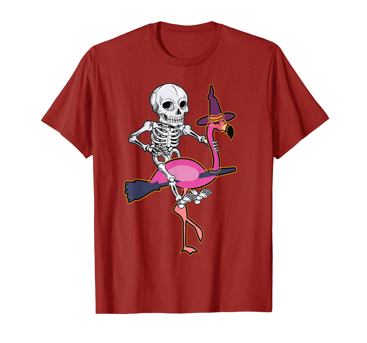 Skeleton Riding Flamingo Funny Halloween Pumpkin Boys T-Shirt