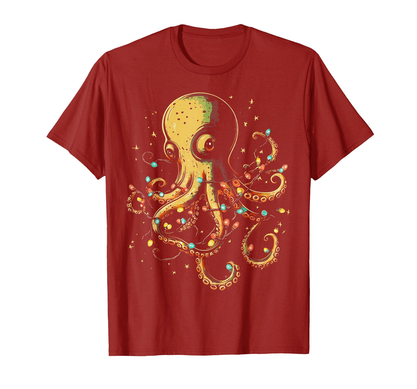 Christmas Lights Sea Octopus Marine Biology Ocean Animal T-Shirt