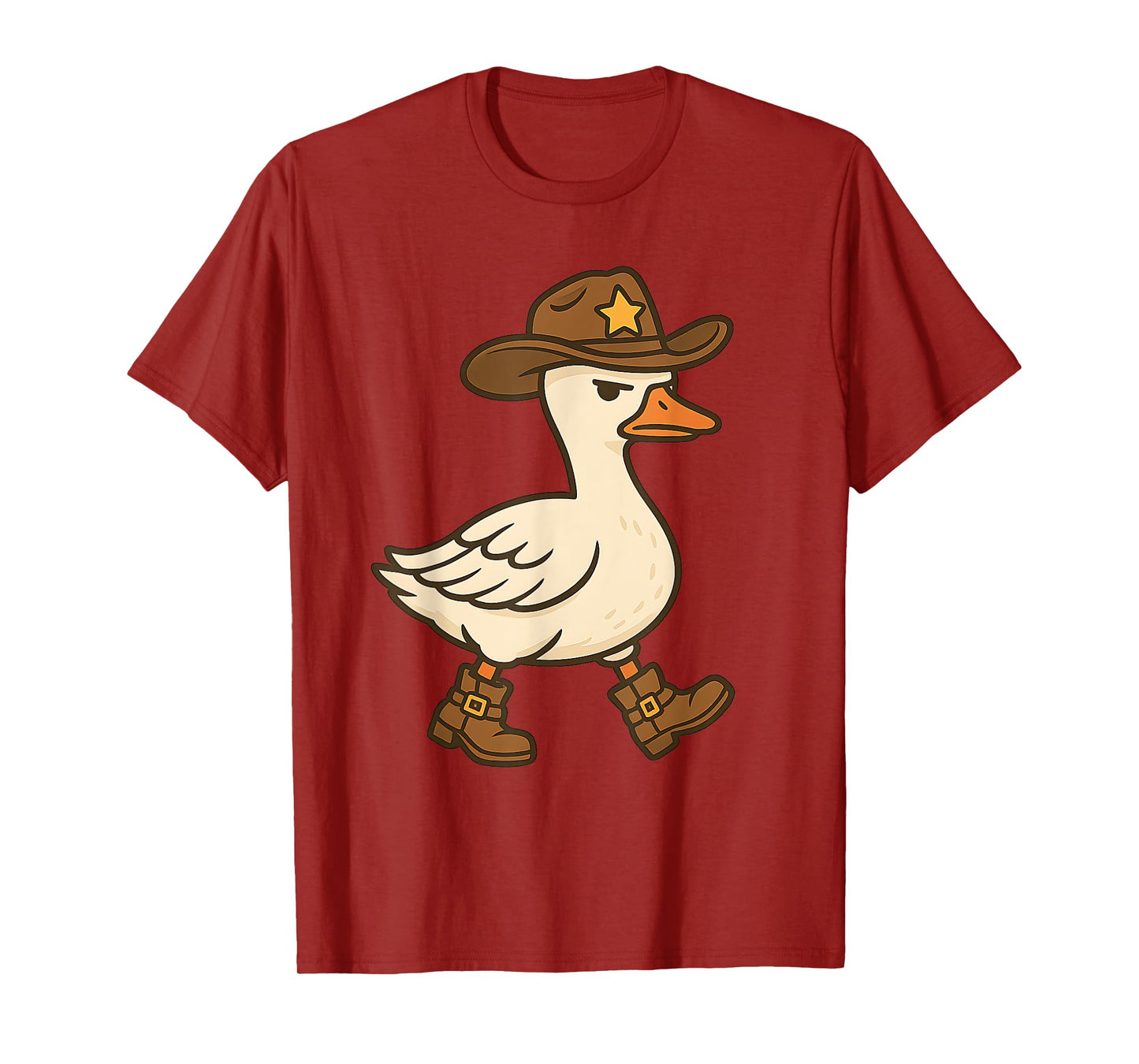 Cowboy Sheriff Duck Funny Western Boots Patrol Goose Humor T-Shirt