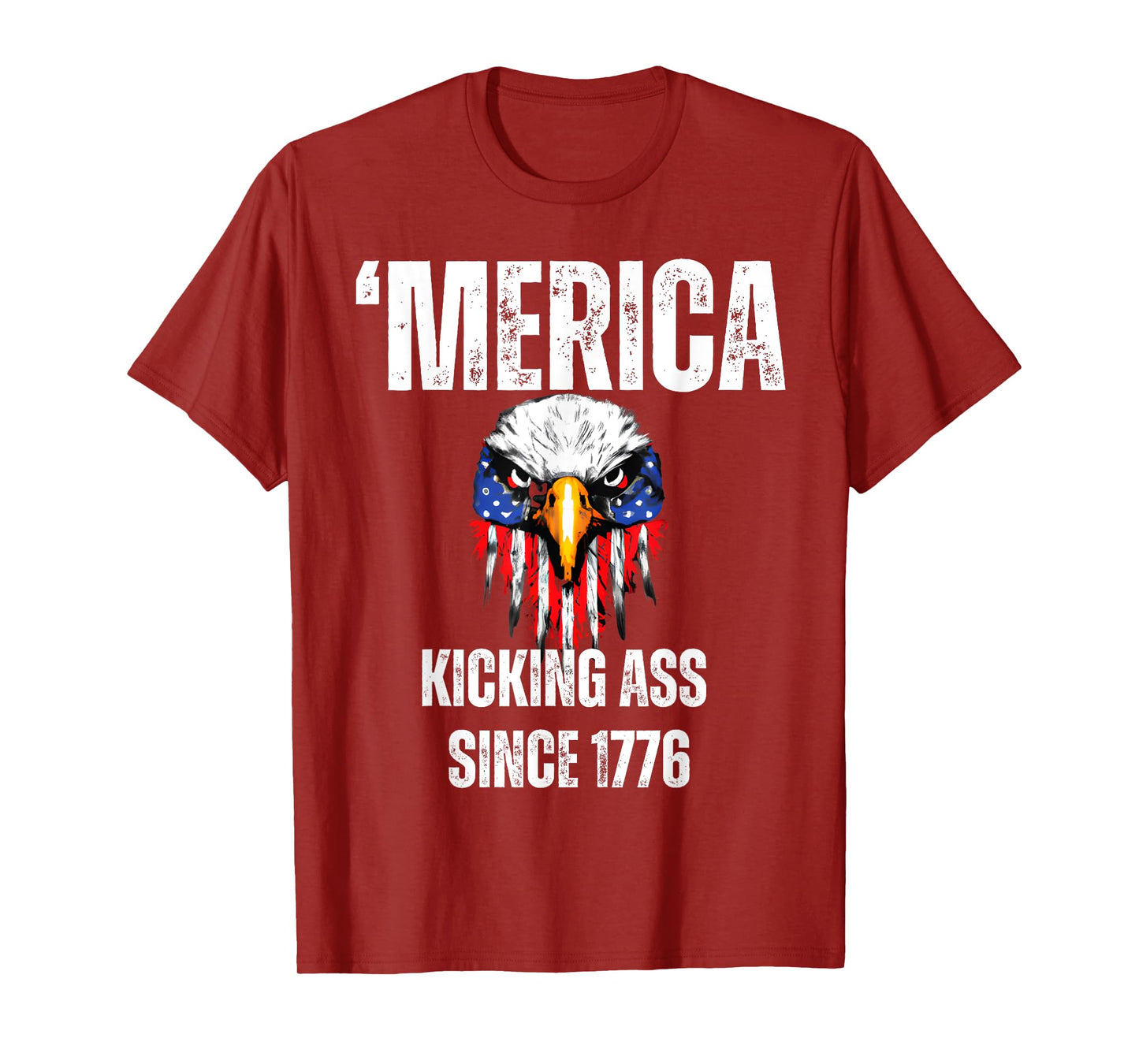 4th July Merica Kicking Ass Since 1776 Eagle Distressed T-Shirt