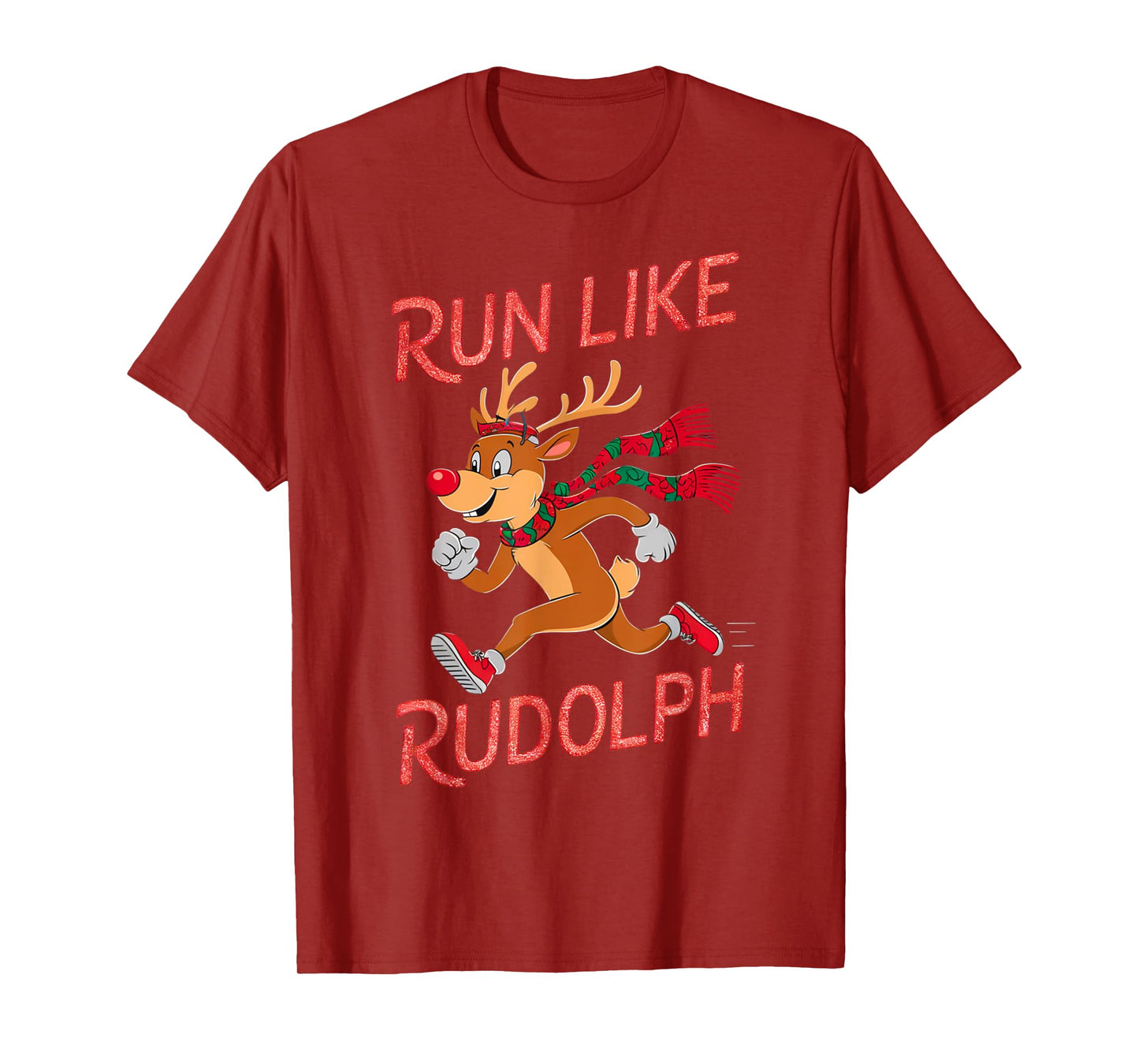 Reindeer Rudolph Christmas Running Runner Costume Marathon T-Shirt