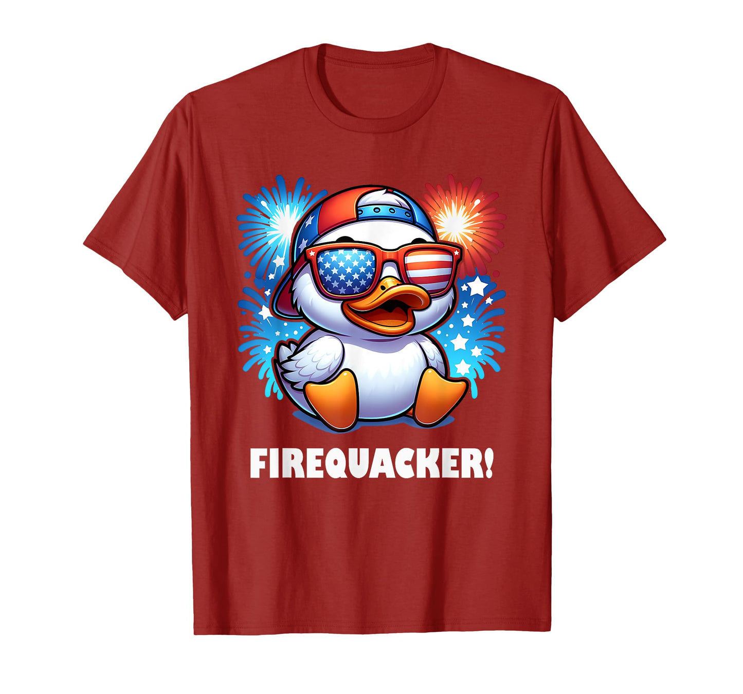 4th of July Firequacker Duck American Flag Fireworks Graphic T-Shirt
