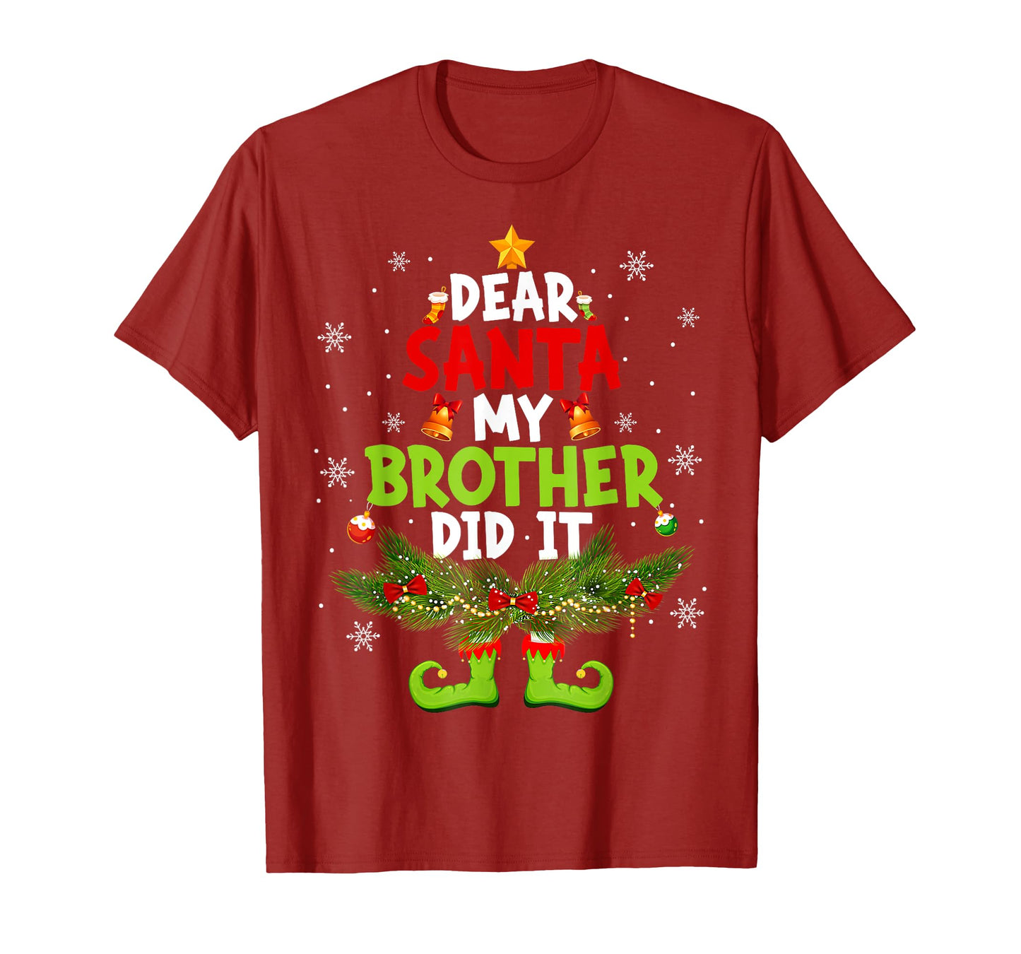 Dear Santa My Brother Did It ELF Matching Christmas Kids T-Shirt