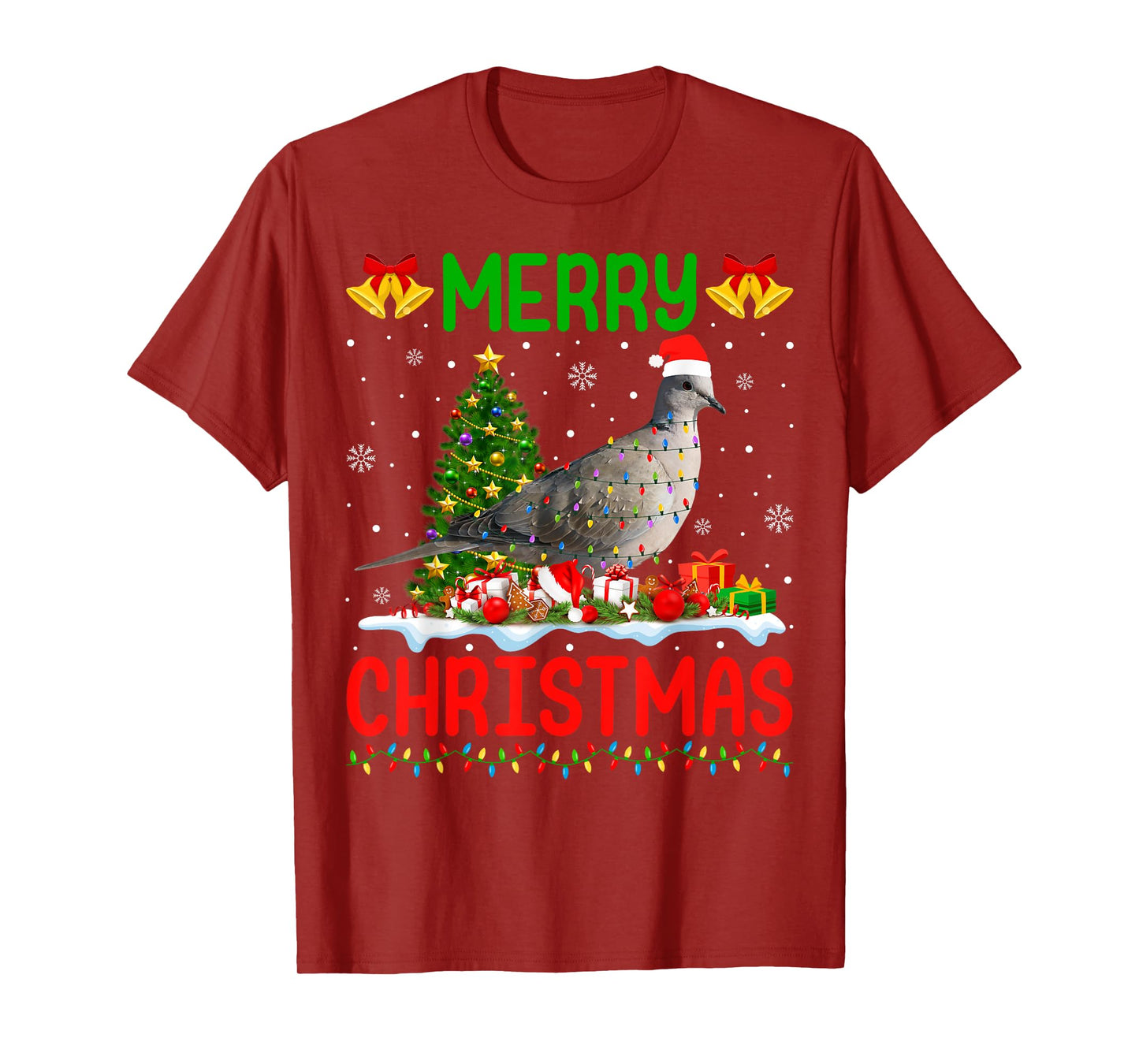 Xmas Dove Bird Lighting Santa Merry Christmas Mourning Dove T-Shirt