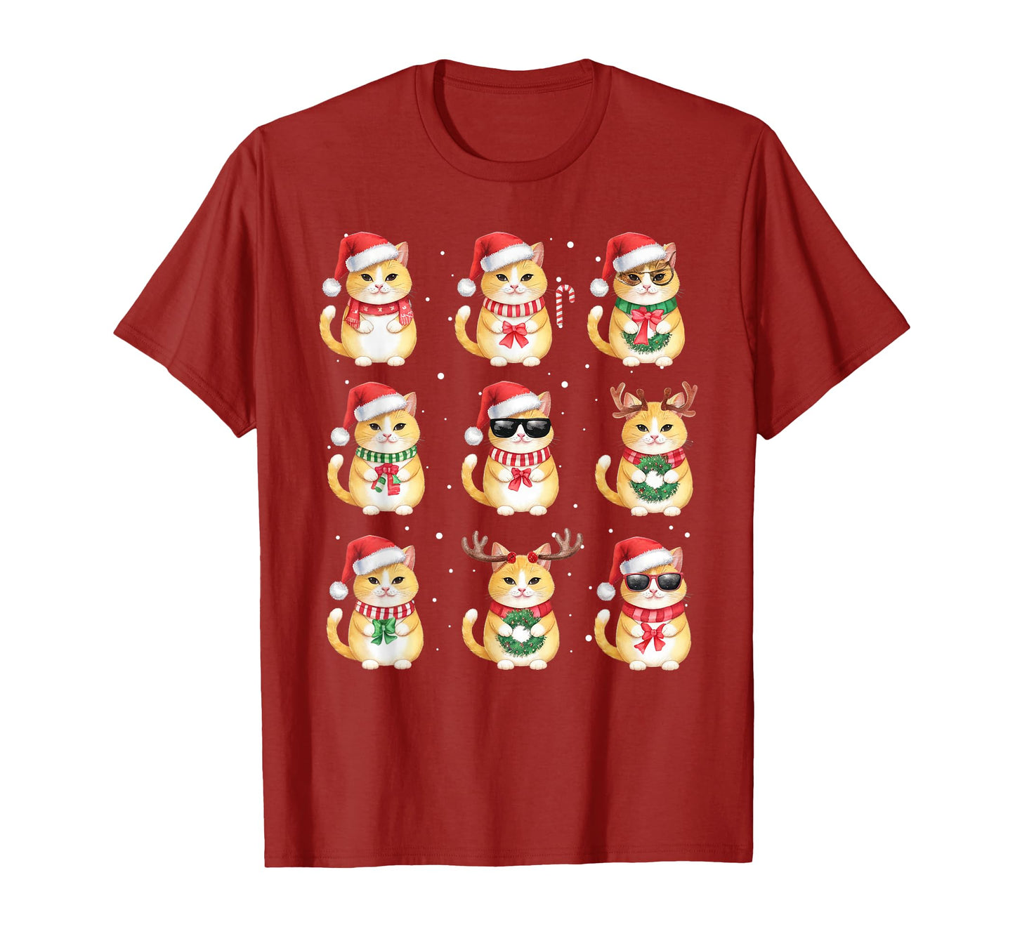 Cat Christmas Lights Funny Cats Lover Animal Pajama T-Shirt