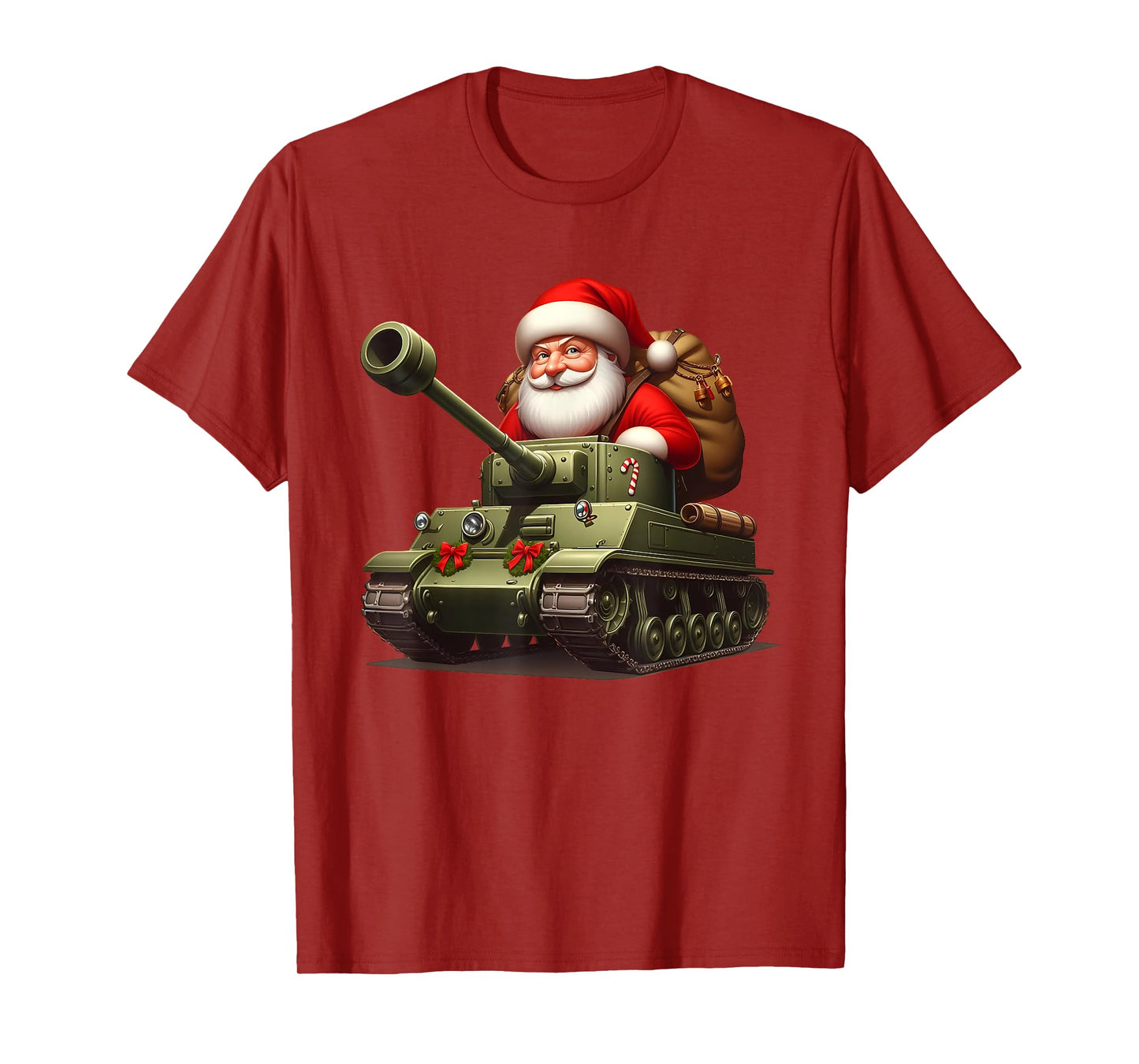 Christmas Santa On A Military Tank, Xmas Tank T-Shirt