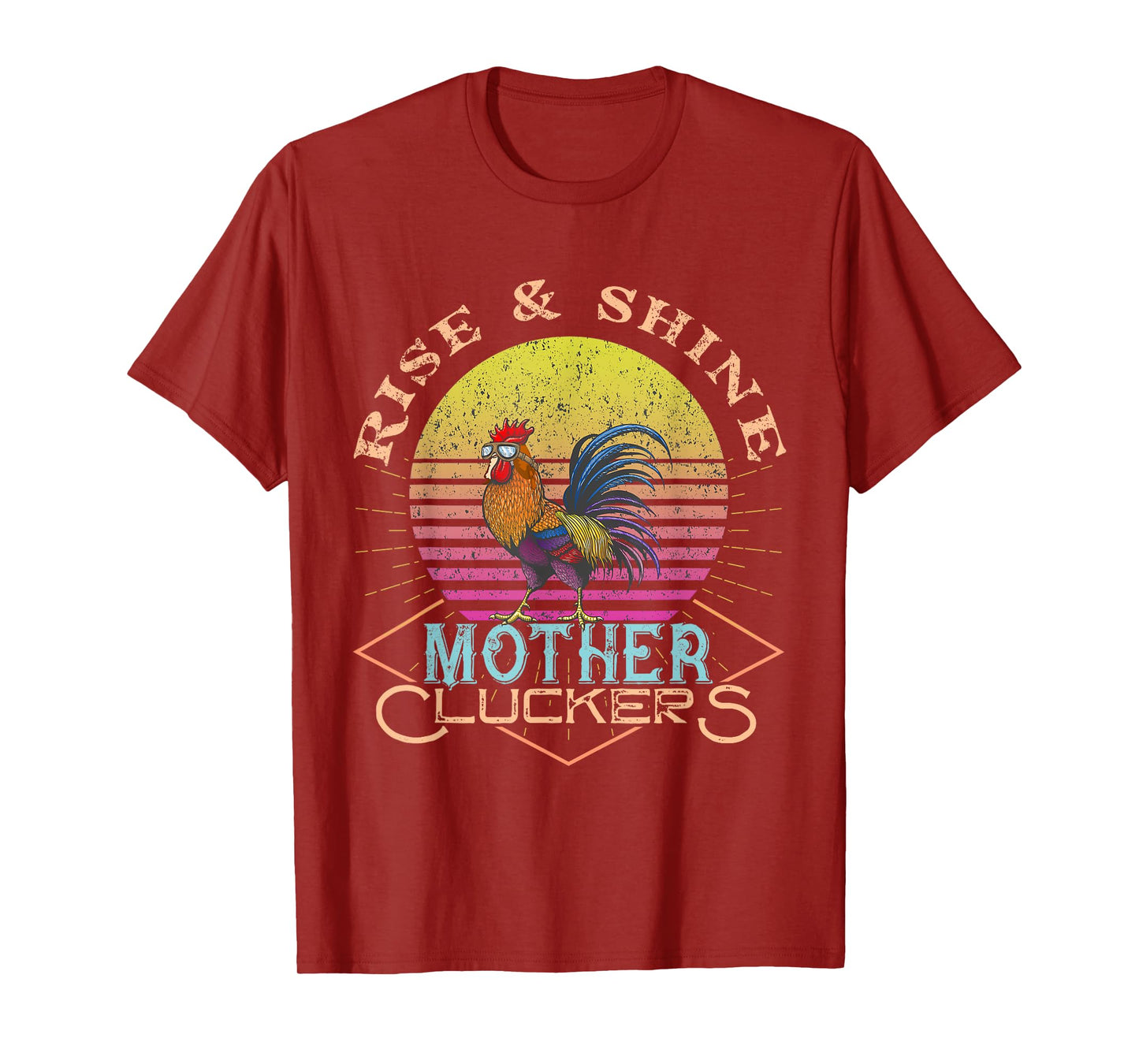 Rise & Shine Vinage Rooster Funny Farm Chicken Tee T-Shirt