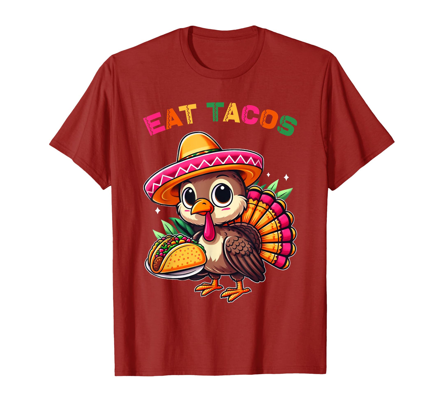 Funny Mexican Cute Turkey Eats Tacos Thanksgiving Kids Boys T-Shirt
