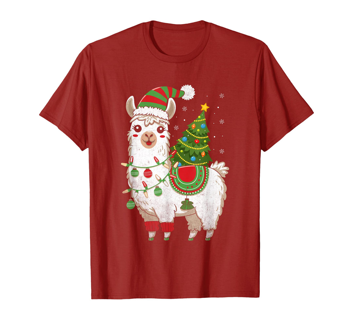 Llama Christmas Tree Cute X-mas Lights Festive Holiday T-Shirt