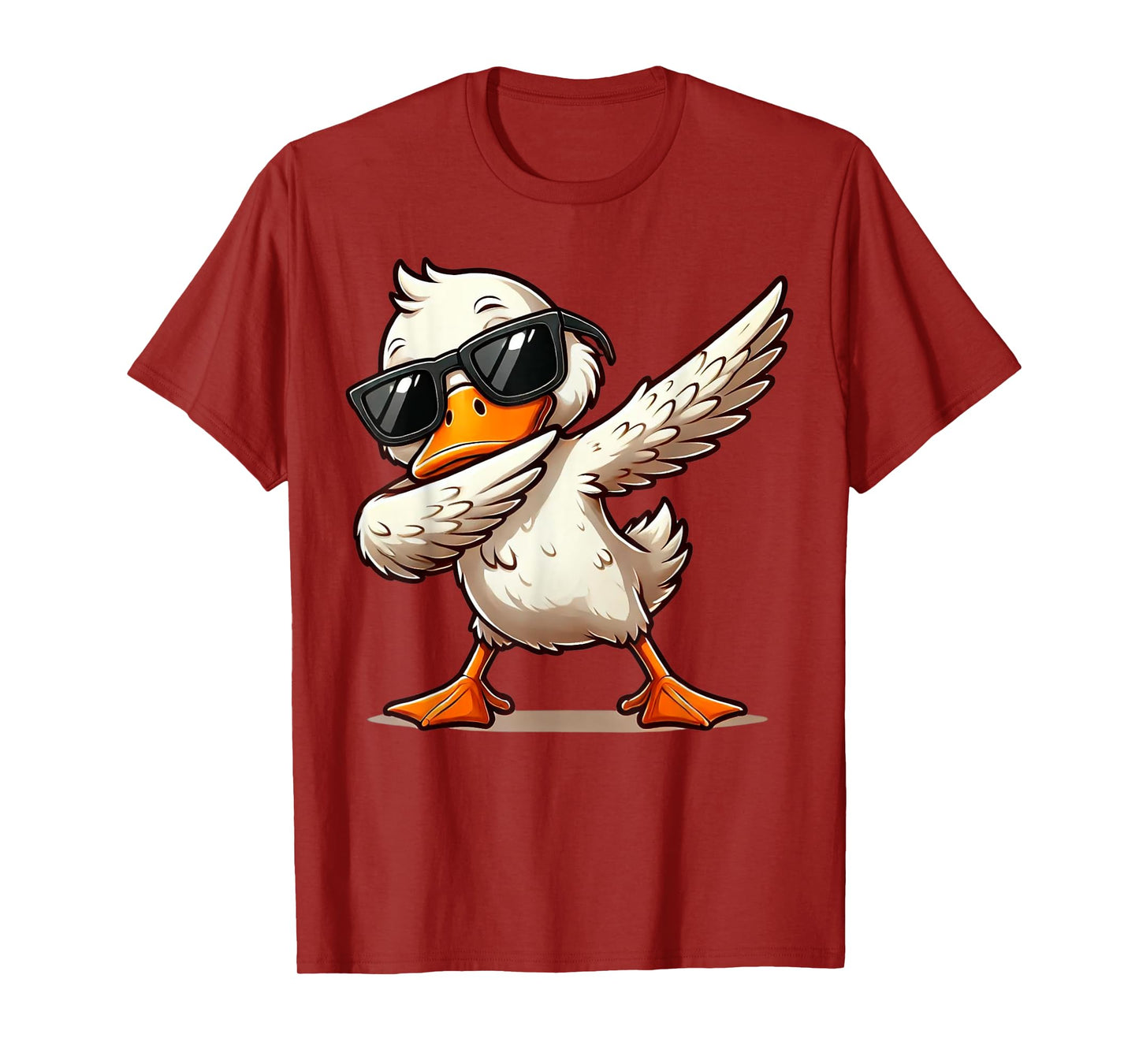 Quirky Bird Designs BY TEERA Dabbing Duck with Sunglasses Funny Cartoon Graphic T-Shirt