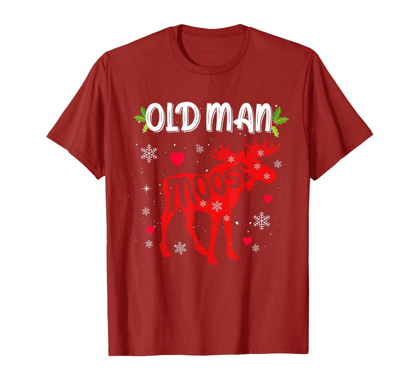 Old Man Moose Heart Christmas Family Matching Xmas Pajamas T-Shirt
