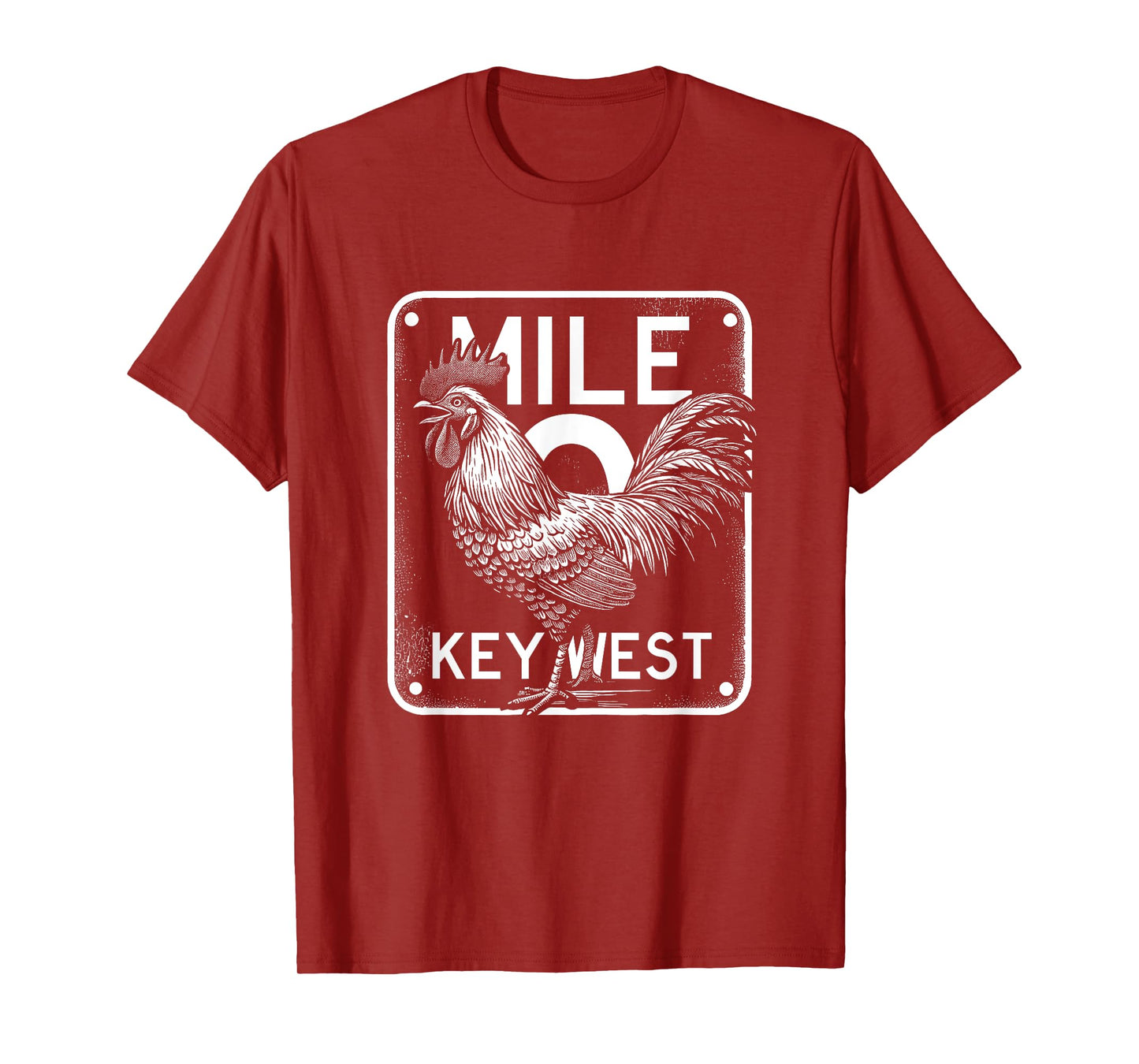 Key West Florida Chicken Retro Mile 0 Rooster Mile Marker T-Shirt