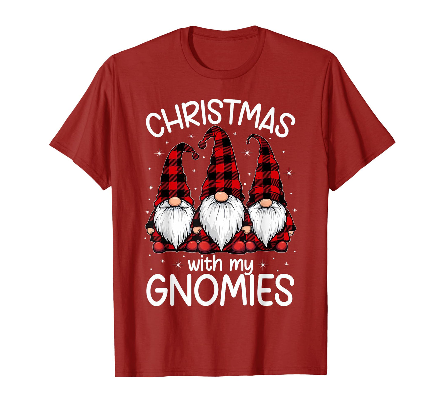 Christmas With My Gnomies Xmas Family Gnome Red Black Plaid T-Shirt