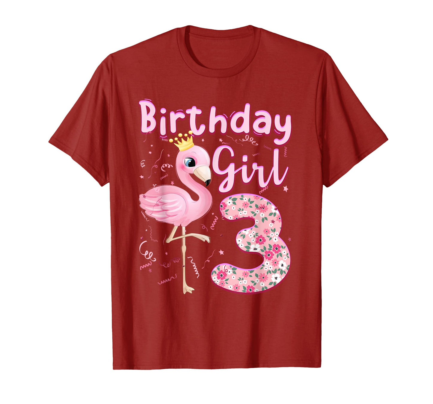 3rd Birthday Girls Flamingo 3 Years Old Tropical Flamingo T-Shirt