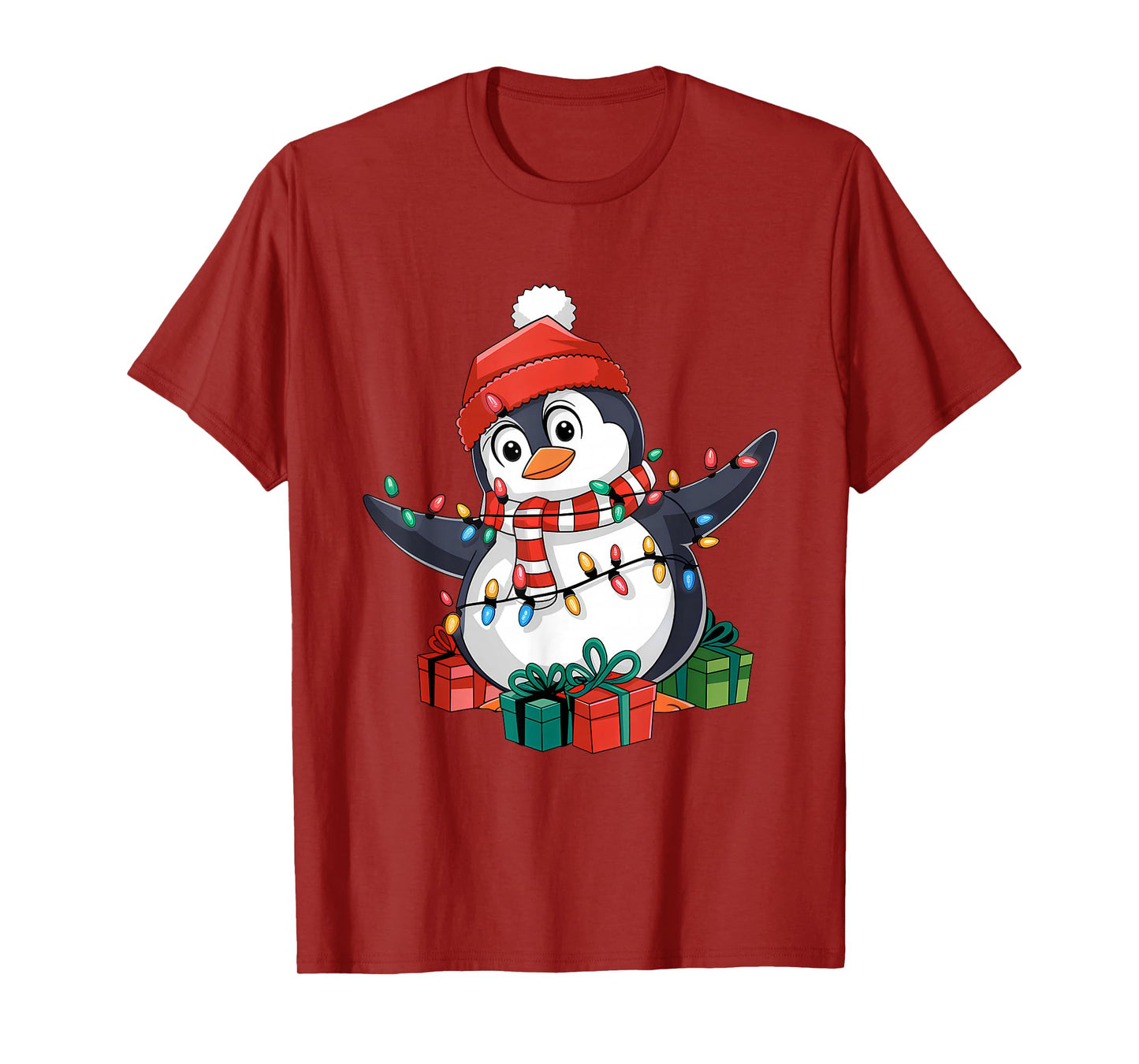 Penguin Santa Lights Christmas - Penguin Lover T-Shirt