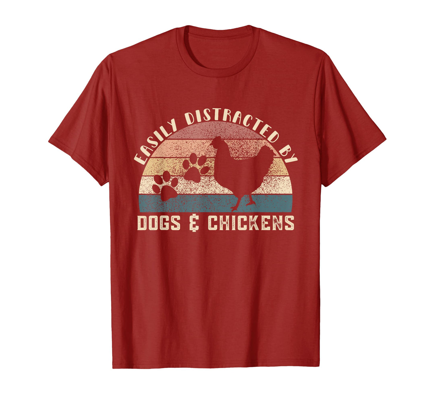 Easily Distracted By Dogs Chickens Retro Funny Chicken Dog T-Shirt