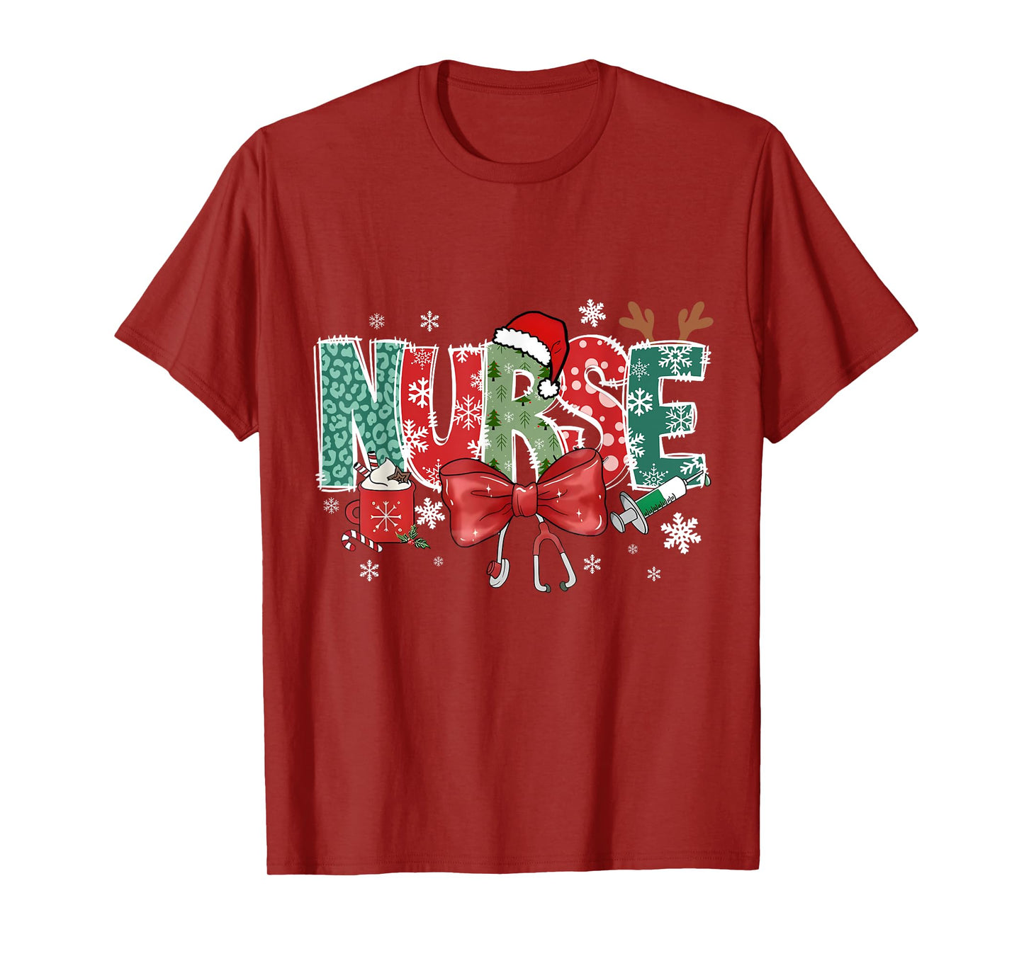 Christmas for Women Christmas Nurse Family Humorous T-Shirt - Unisex, Black, Small, Short Sleeve