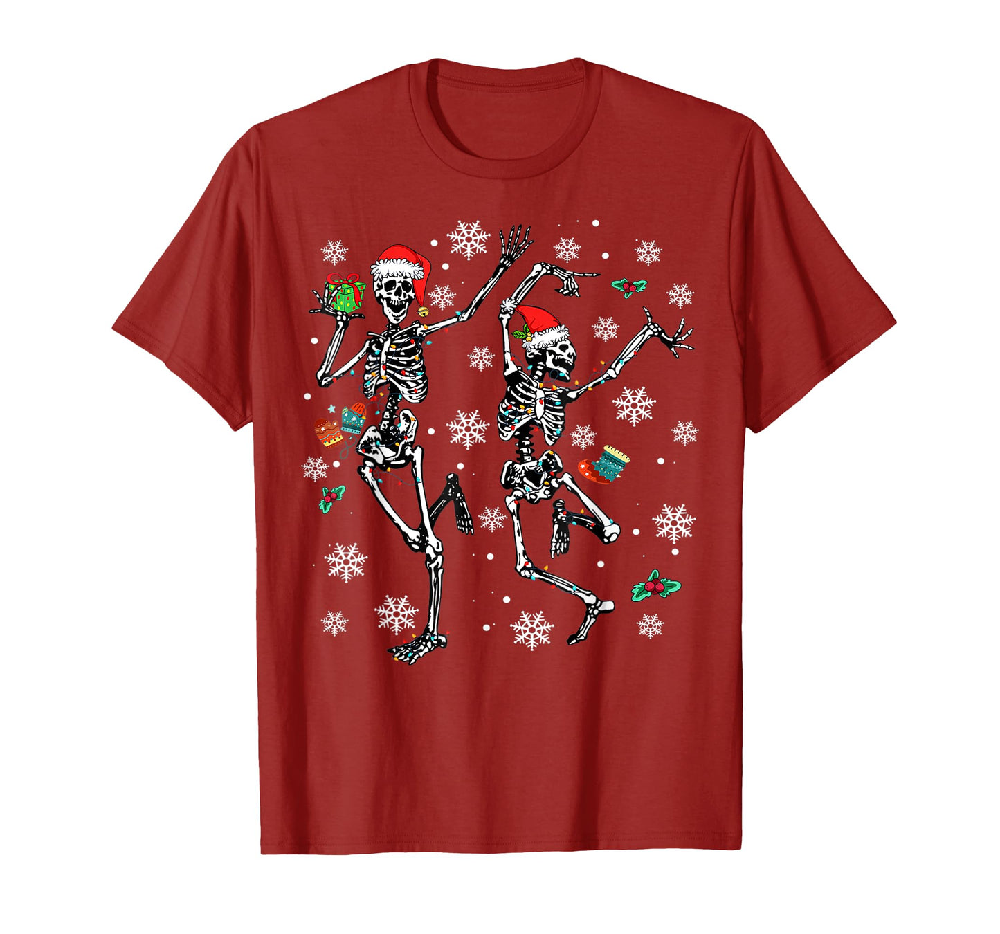 Xmas Tree Christmas Lights Christmas Skeleton Dancing T-Shirt