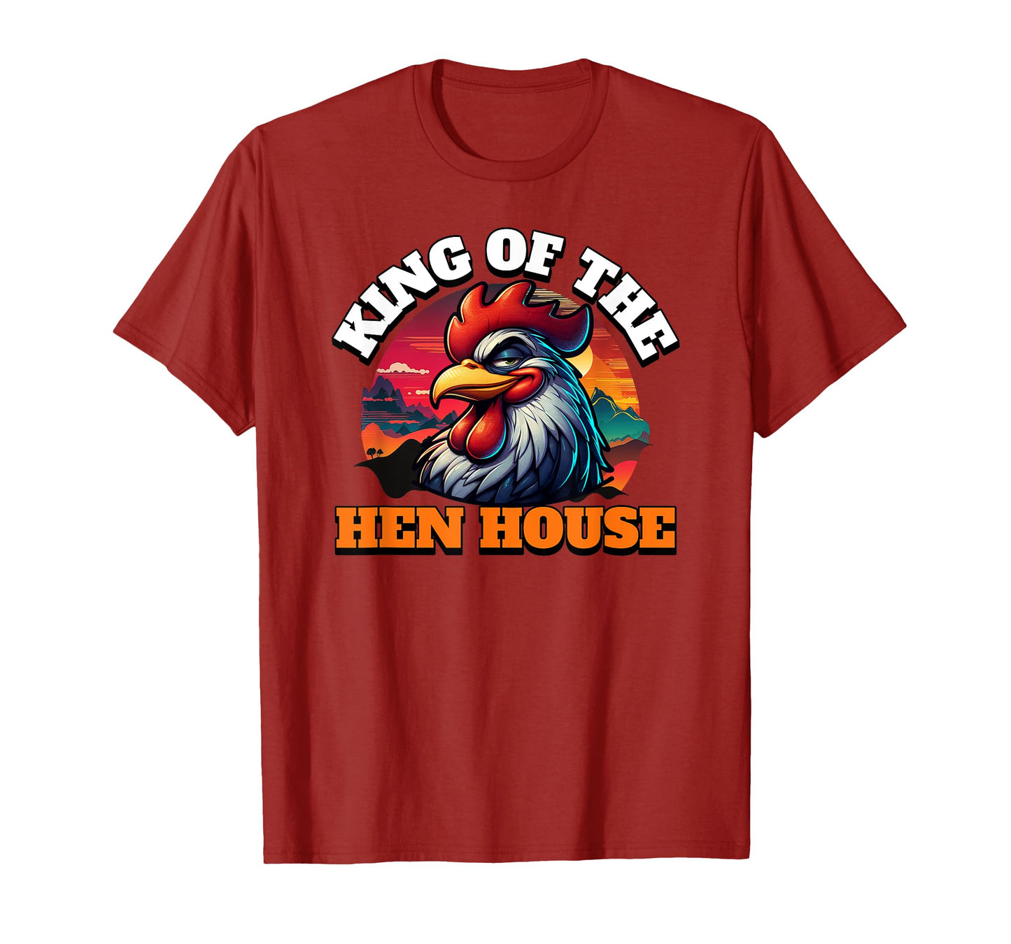 ArtisticRaccoon Funny Rooster King Of The Hen House T-Shirt - Black, Small, Unisex-Adult, Short Sleeve, T-Shirt