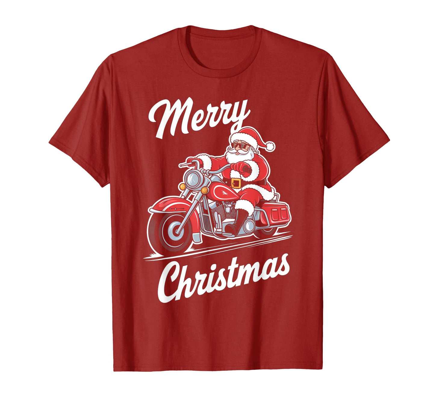 Merry Christmas Santa Riding Motorcycle Biker Lover Xmas T-Shirt