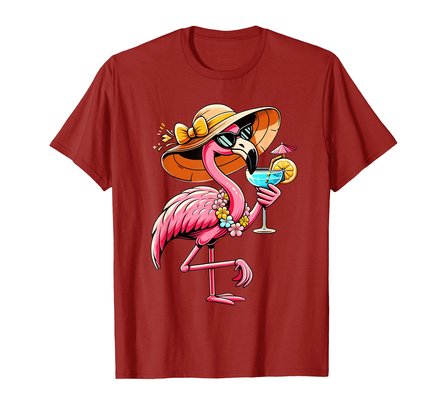 Funny Flamingo Hawaiian Summer Tropical Luau Women Girls Kid T-Shirt