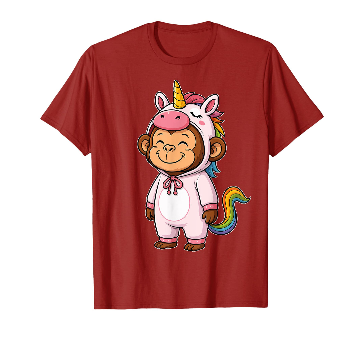 Kawaii Monkey In Unicorn Costume for Girls kids Monkey Lover T-Shirt