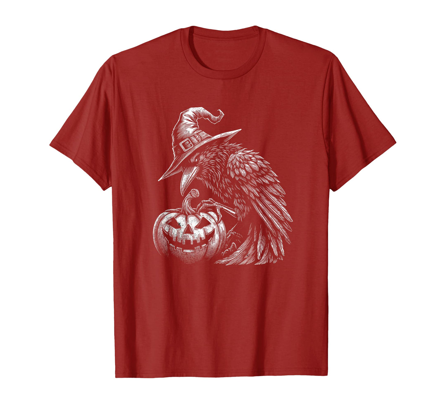 Goth Halloween Raven With Wizard Hat Art Crow Design T-Shirt