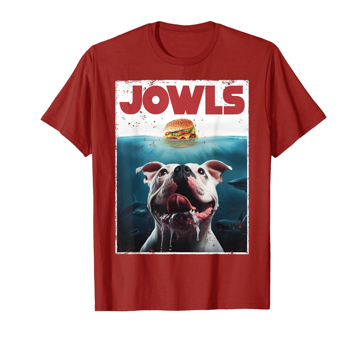 Funny American Bulldog Jowls Burger Bully, Dog Mom, Dog Dad T-Shirt