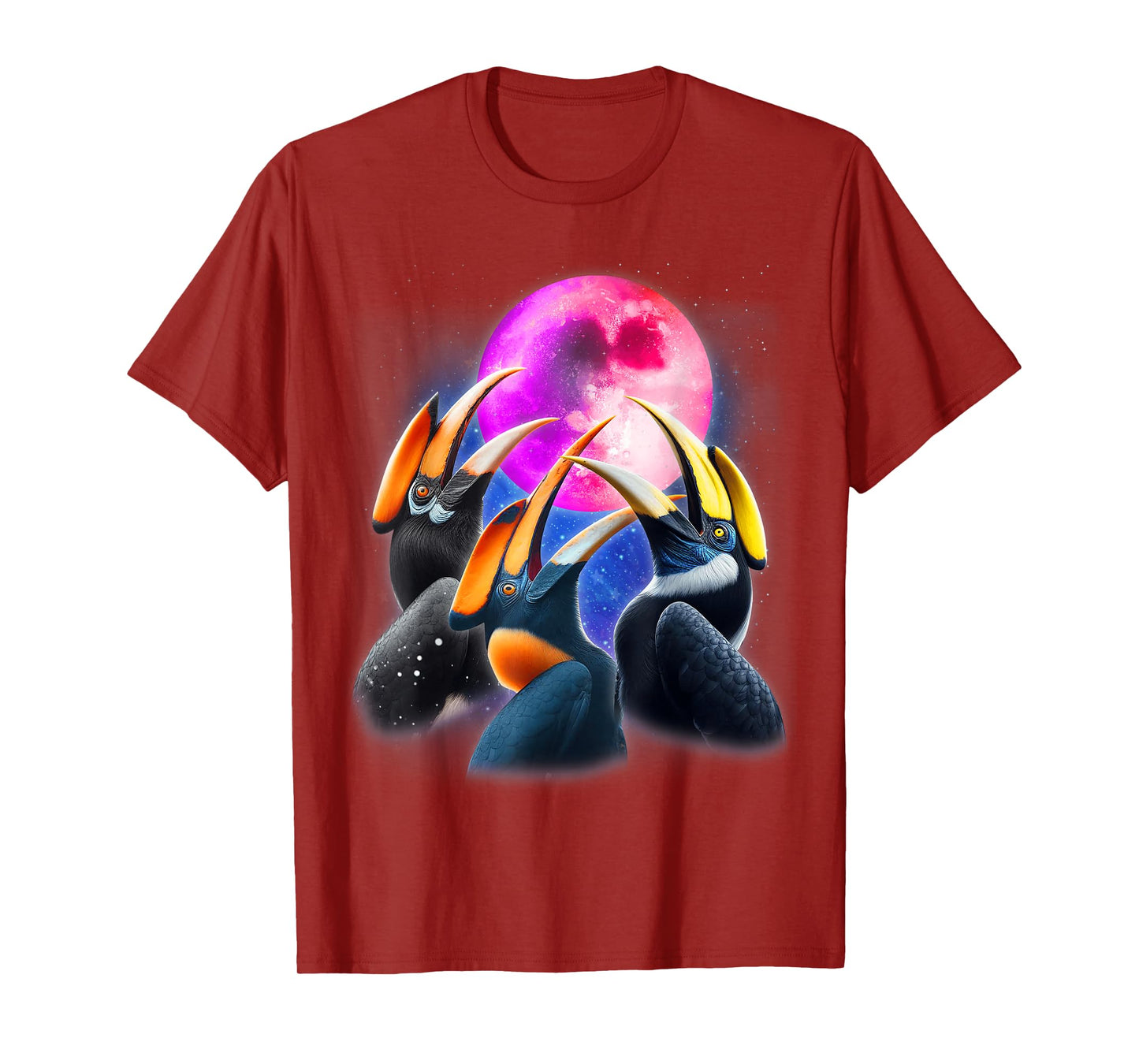 3 Hornbills Howling At The Moon Funny Hornbill Bird Lover T-Shirt