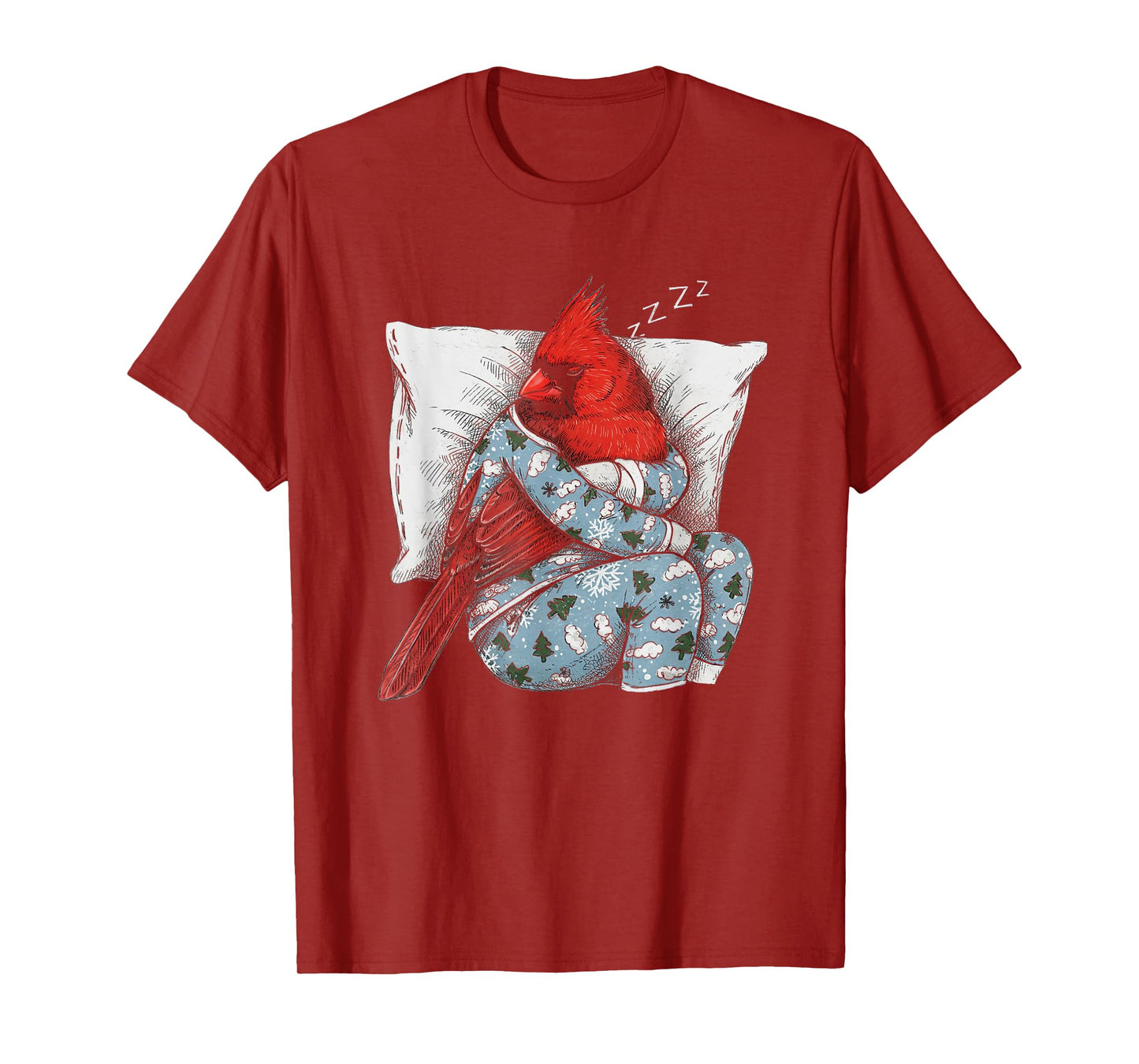 Funny Sleepy Cardinal Bird Pajama Women Men Boys And Girls T-Shirt